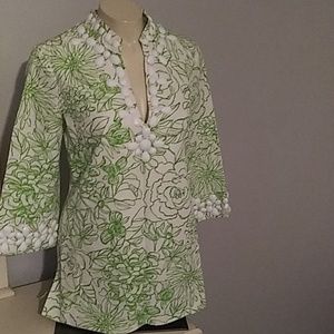 Lilly Pulitzer Size 2 green & White beaded tunic